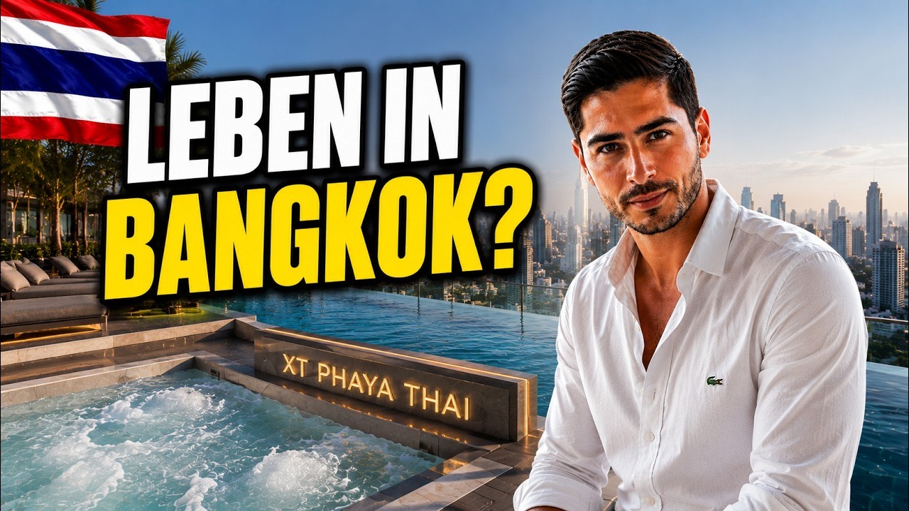 Vorschaubild des Videos: Nihat im wei&szlig;en Hemd auf einer Dachterrasse mit Pool und Whirlpool, Schriftzug XT Phaya Thai, dahinter die Skyline von Bangkok